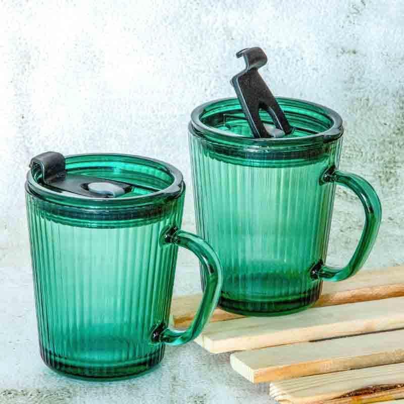 Mug - Sippo Glass Sipper Mug with Lid and Straw - Set of Two