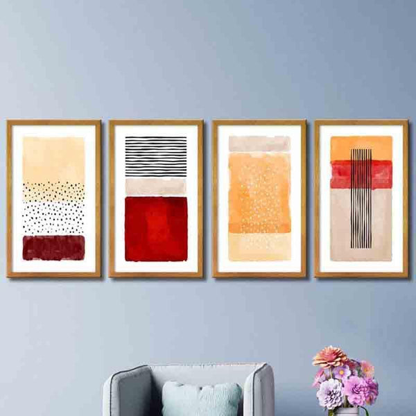 Buy Painting - Interplay Abstract Wall Art - Set Of Four at Vaaree online