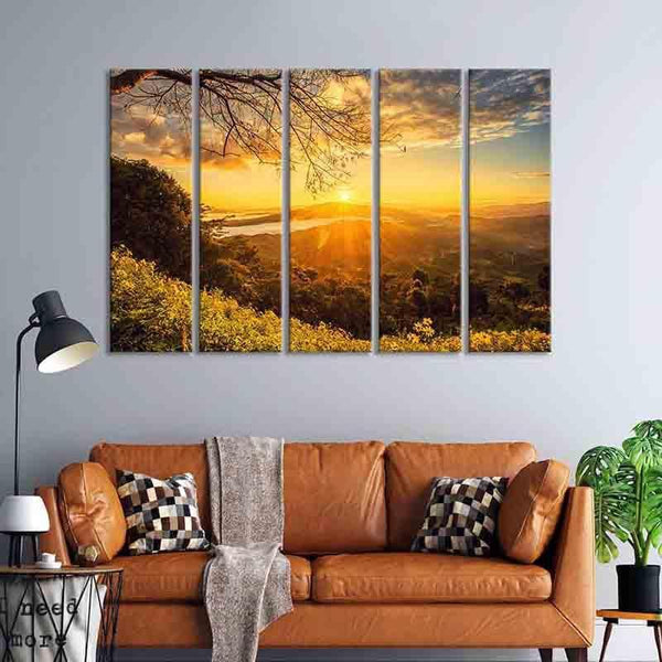 Painting - Mountain Top Wall Art - Set Of Five