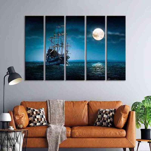 Painting - Stormy Night Wall Art - Set Of Five