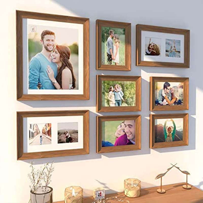 Buy Memories Encased Photo Frame (Brown) - Set Of Eight Photo Frames from Vaaree