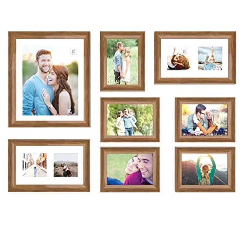 Buy Memories Encased Photo Frame (Brown) - Set Of Eight Photo Frames from Vaaree