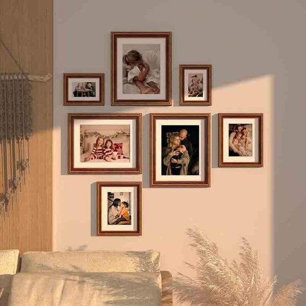 Buy Memories To Rejoice Photo Frames (Brown) - Set Of Seven Photo Frames from Vaaree