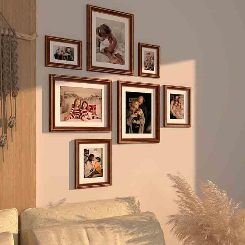 Buy Memories To Rejoice Photo Frames (Brown) - Set Of Seven Photo Frames from Vaaree