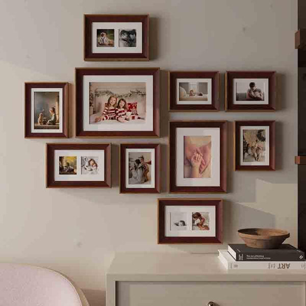 Buy Memories To Rejoice Photo Frames (Brown) - Set Of Ten Photo Frames from Vaaree