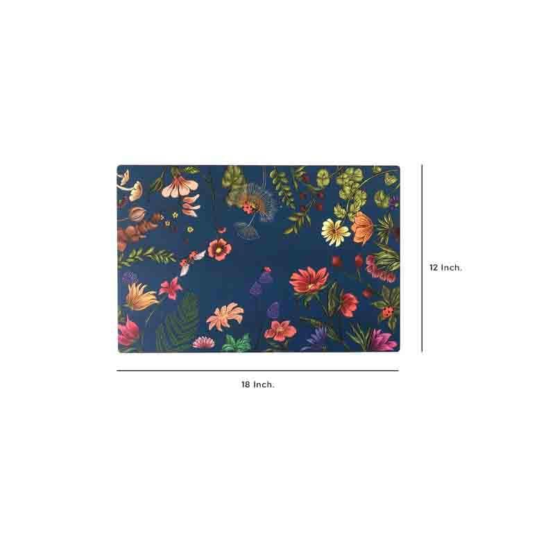 Buy Floral Bliss Blue Placemats - Set Of Two Table Mats from Vaaree