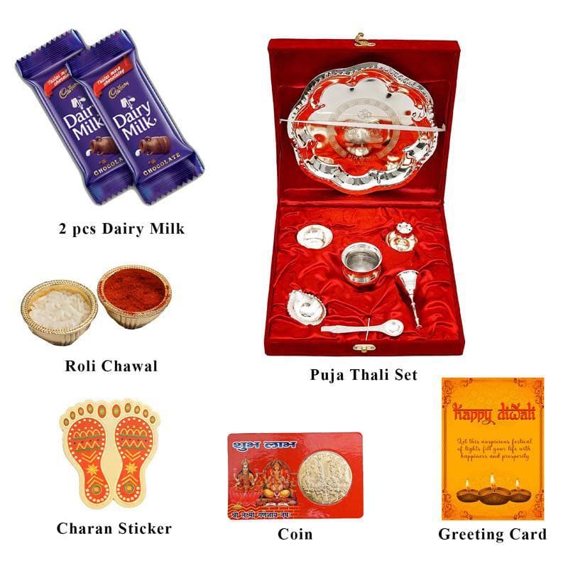 Buy Diwali Pooja Gifting Set- Silver Pooja Thali & Sets from Vaaree