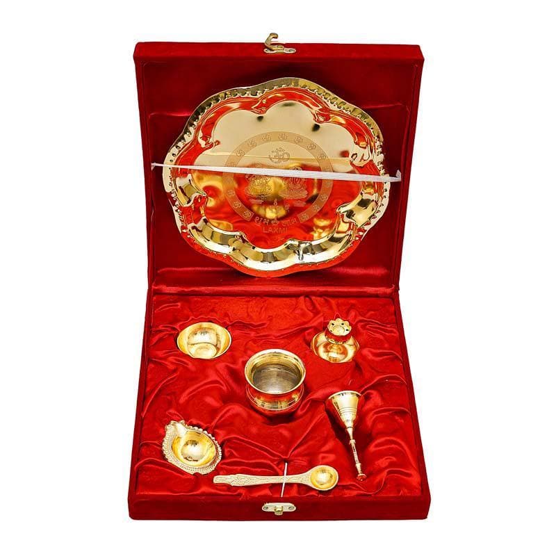 Buy Shubh Pooja Floral Thaali - Gold Pooja Thali & Sets from Vaaree