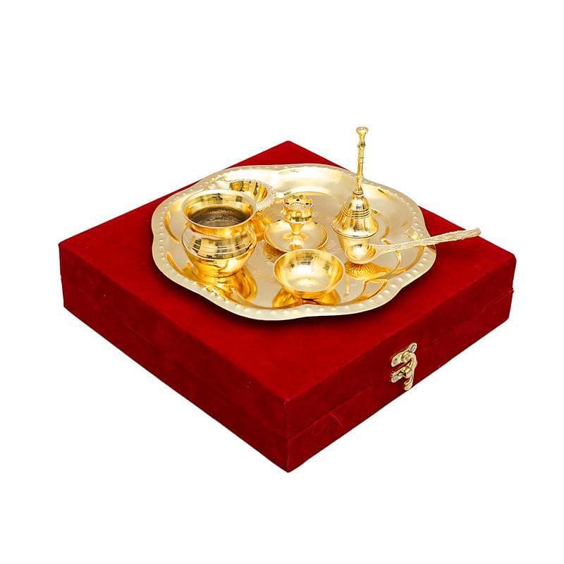 Buy Shubh Pooja Floral Thaali - Gold Pooja Thali & Sets from Vaaree