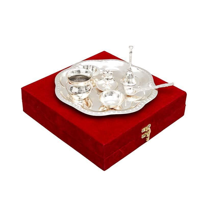 Buy Shubh Pooja Floral Thaali - Silver Pooja Thali & Sets from Vaaree