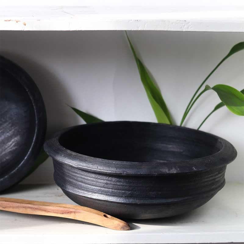 Buy Epiphany Blackened Clay Pot / 10 Inches Handi from Vaaree