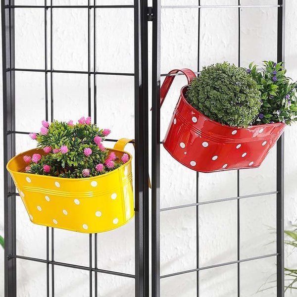 Buy Colour Me Bright Planter Set- Red/Yellow Pots & Planters from Vaaree