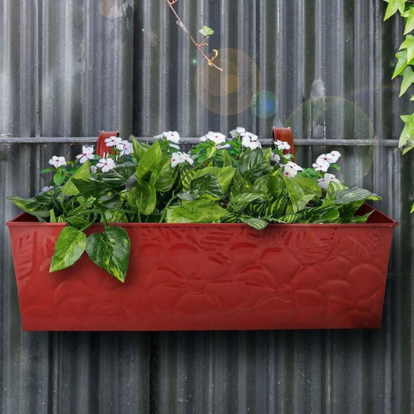 Buy Embossed Rectangle Planter- Red Pots & Planters from Vaaree