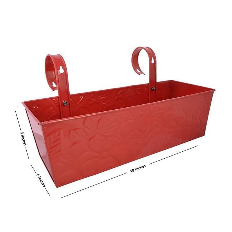 Buy Embossed Rectangle Planter- Red Pots & Planters from Vaaree