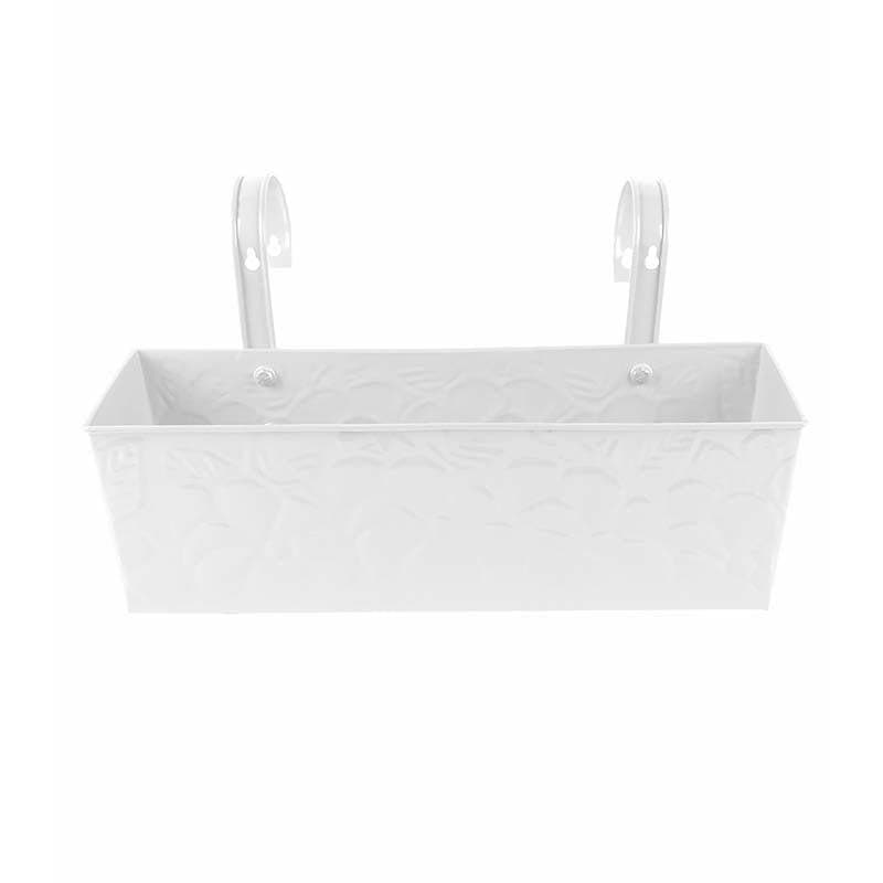 Buy Embossed Rectangle Planter- White Pots & Planters from Vaaree