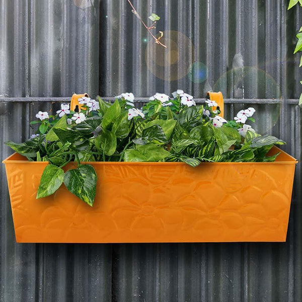 Buy Embossed Rectangle Planter- Yellow Pots & Planters from Vaaree