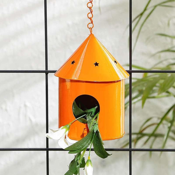 Buy Peek-A-Boo Birdhouse Hanging Planter- Orange Pots & Planters from Vaaree