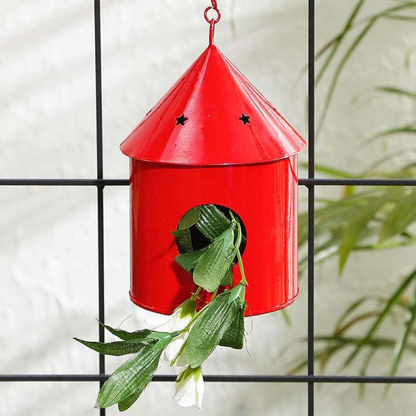 Buy Peek-A-Boo Birdhouse Hanging Planter- Red Pots & Planters from Vaaree