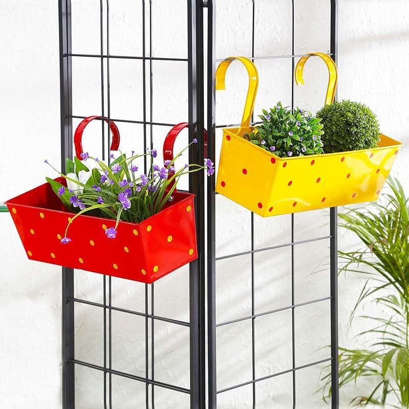 Buy Perky Planter Set- Red/Yellow Pots & Planters from Vaaree