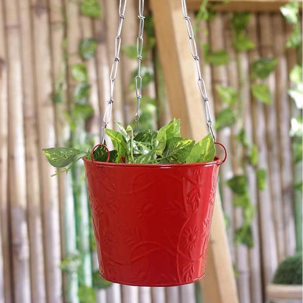 Buy Simply Solid Hanging Planter- Red Pots & Planters from Vaaree