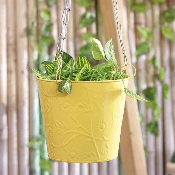 Buy Simply Solid Hanging Planter- Yellow Pots & Planters from Vaaree