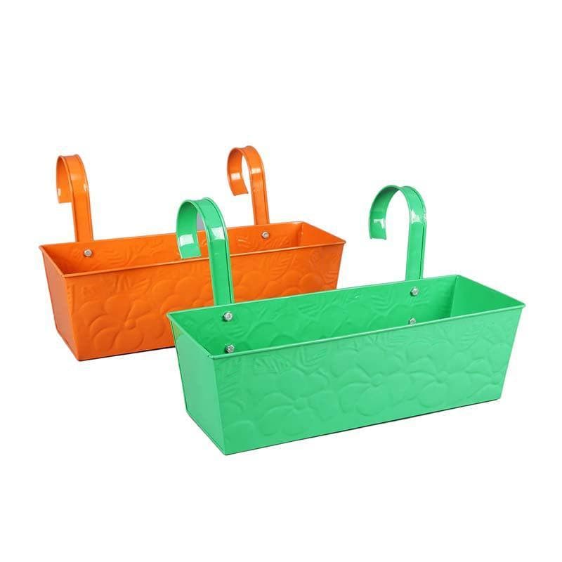 Buy Yin & Yang Planter Set- Green/Orange Pots & Planters from Vaaree