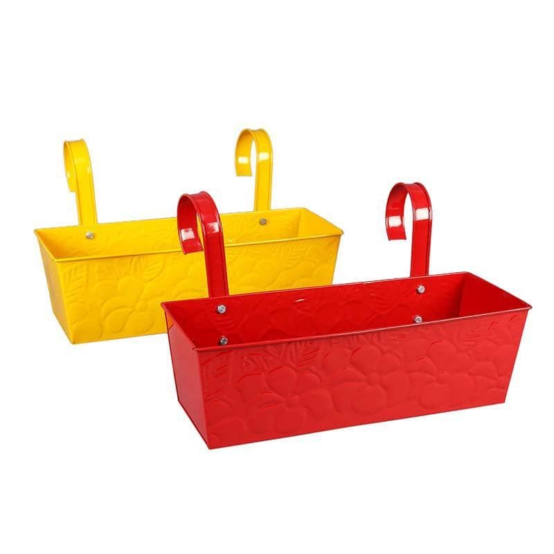 Buy Yin & Yang Planter Set- Red/Yellow Pots & Planters from Vaaree