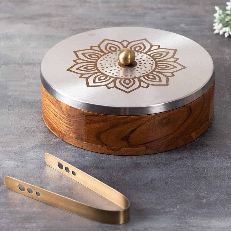 Buy Acacia Roti Box - Floral Silver Roti Box from Vaaree