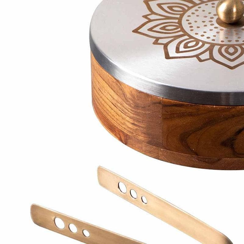 Buy Acacia Roti Box - Floral Silver Roti Box from Vaaree