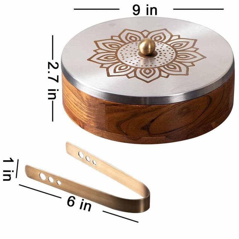 Buy Acacia Roti Box - Floral Silver Roti Box from Vaaree