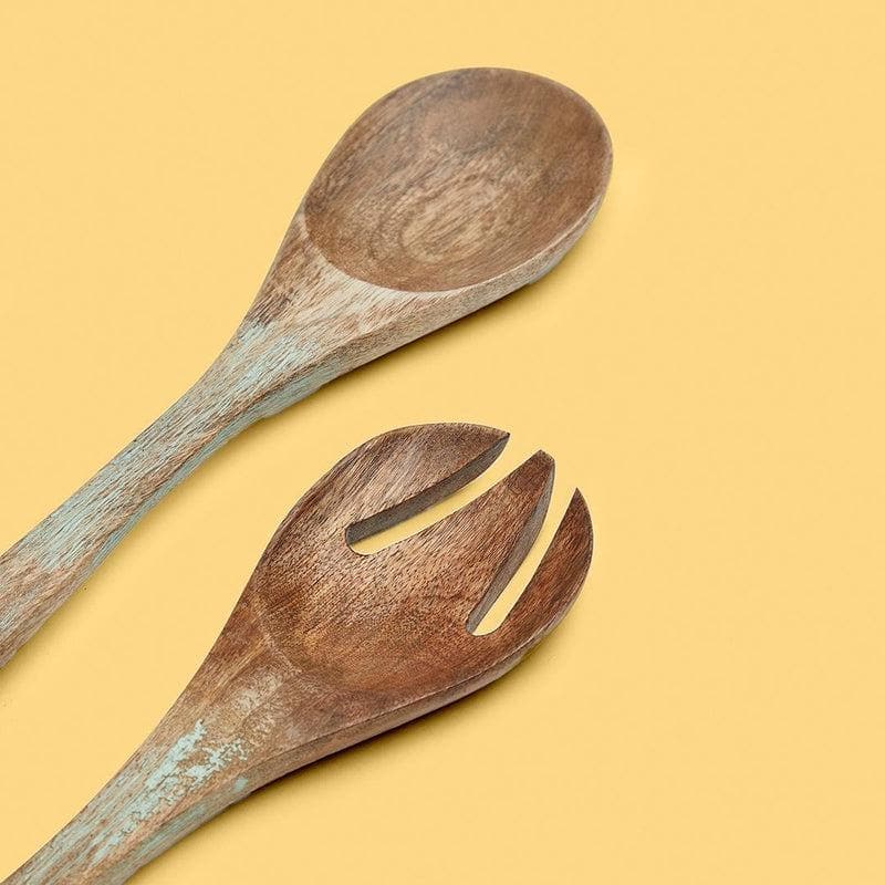 Buy Basic Wooden Salad Spoon Gangtok Sage - Set of Two Salad Spoon from Vaaree