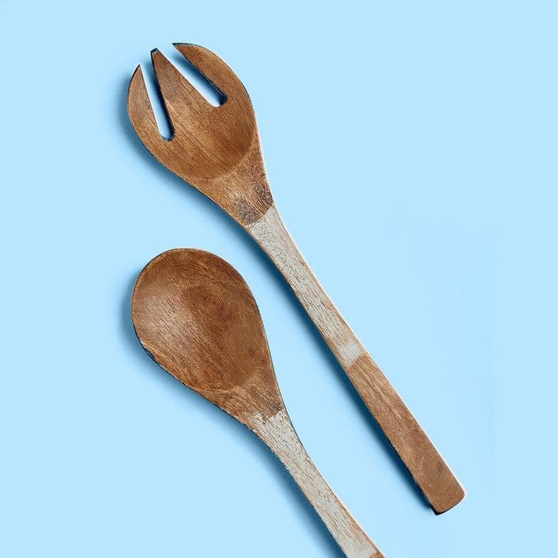 Buy Basic Wooden Salad Spoon Kutch White - Set of Two Salad Spoon from Vaaree