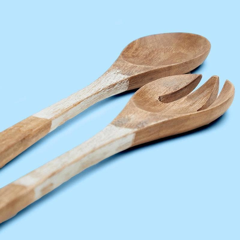 Buy Basic Wooden Salad Spoon Kutch White - Set of Two Salad Spoon from Vaaree