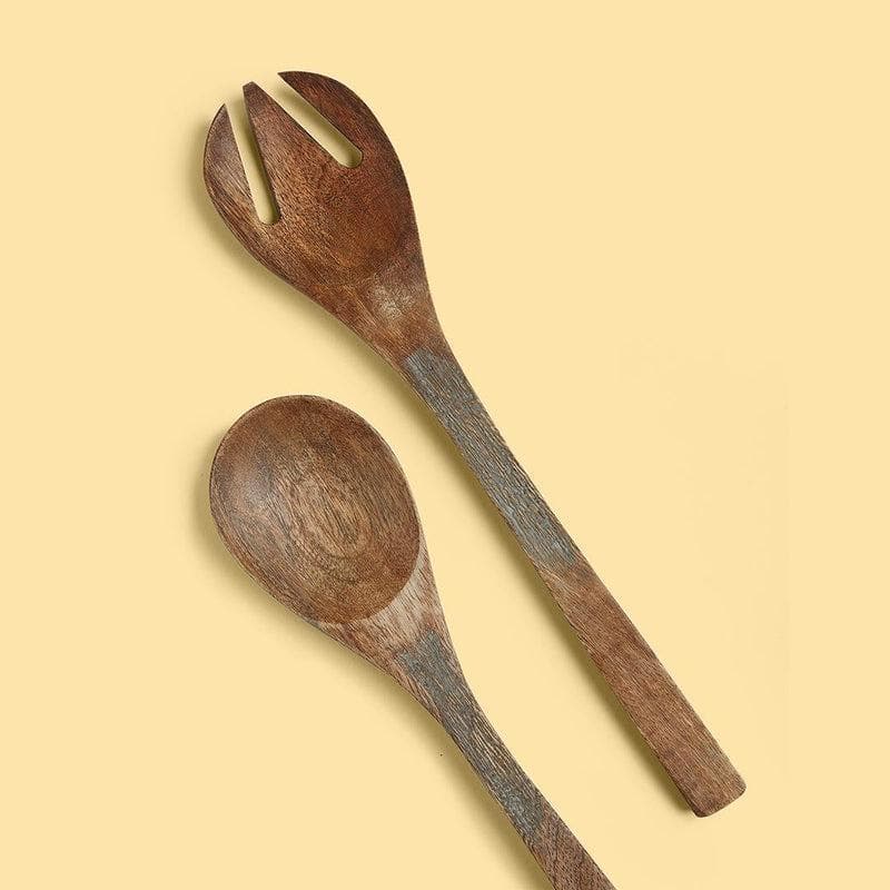 Buy Basic Wooden Salad Spoon Manali Grey - Set of Two Salad Spoon from Vaaree