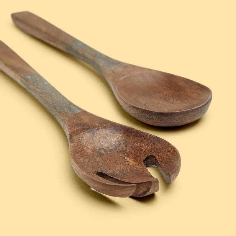 Buy Basic Wooden Salad Spoon Manali Grey - Set of Two Salad Spoon from Vaaree