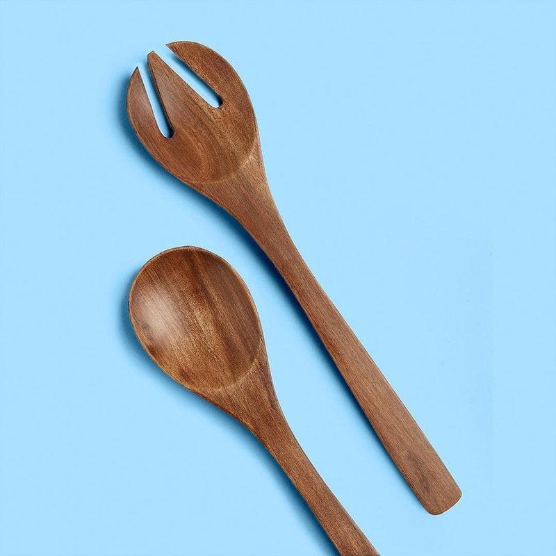 Buy Basic Wooden Salad Spoon Natural - Set of Two Salad Spoon from Vaaree