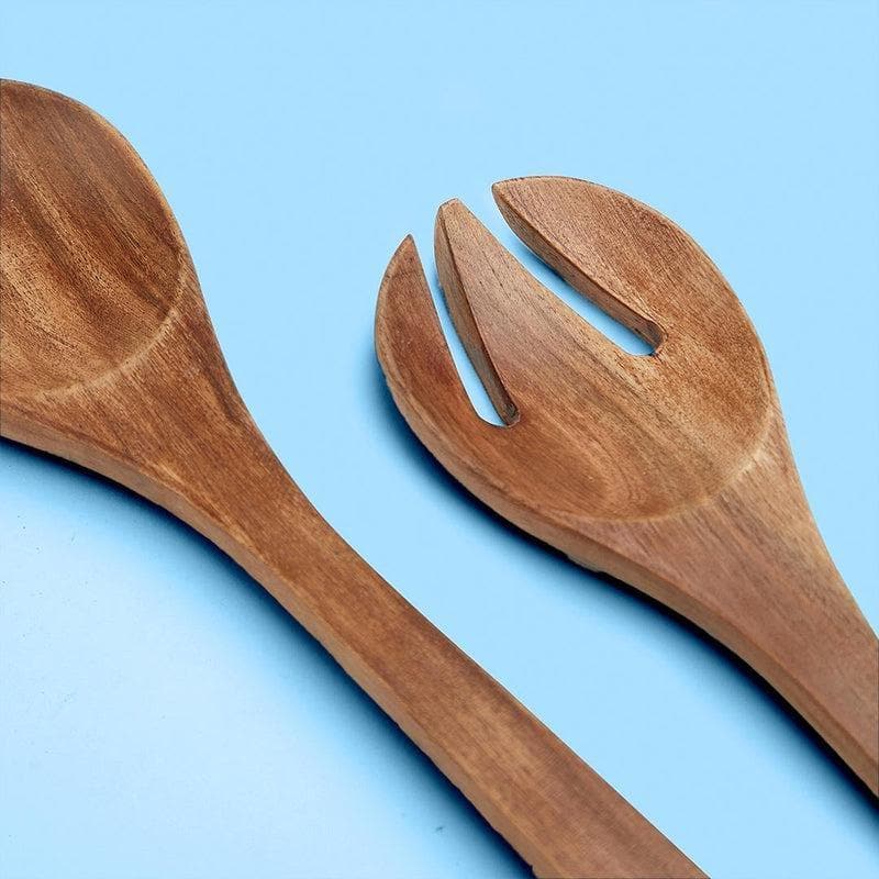 Buy Basic Wooden Salad Spoon Natural - Set of Two Salad Spoon from Vaaree