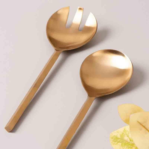 Buy Enigmatic Salad Serving Spoon (Gold) - Set Of Two Salad Spoon from Vaaree