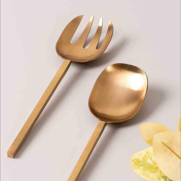 Buy Enigmatic Serving Spoon (Gold) - Set Of Two Salad Spoon from Vaaree