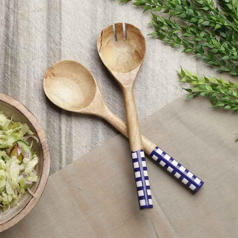 Salad Spoon - Plaid Serving Spoon - Set Of Two