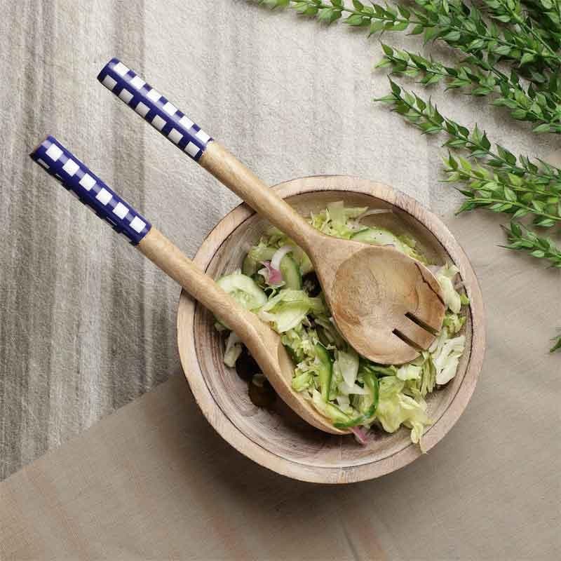 Salad Spoon - Plaid Serving Spoon - Set Of Two