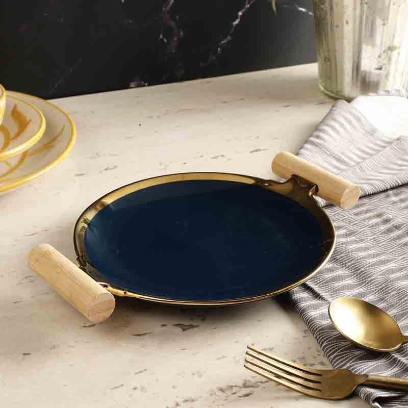 Buy Moonshine Platter With Handles - Royal Blue Platter from Vaaree