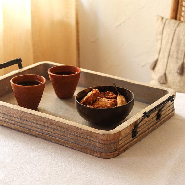 Buy Serving Tray - Etched Charm Wooden Tray at Vaaree online