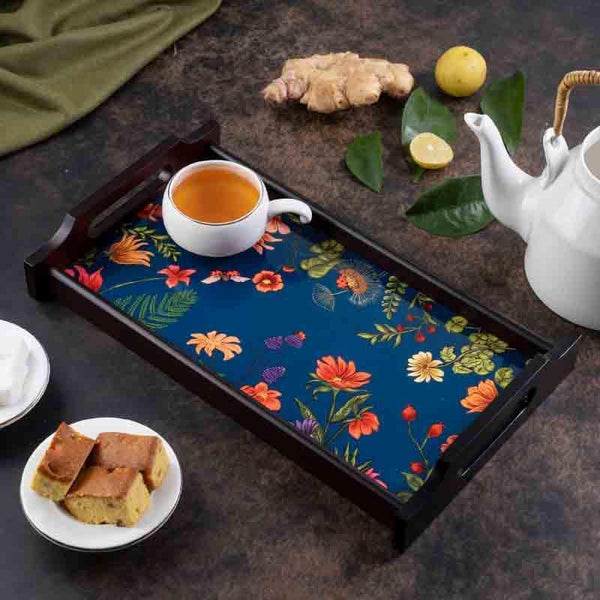 Serving Tray - Floral Bliss Blue Wooden Trays