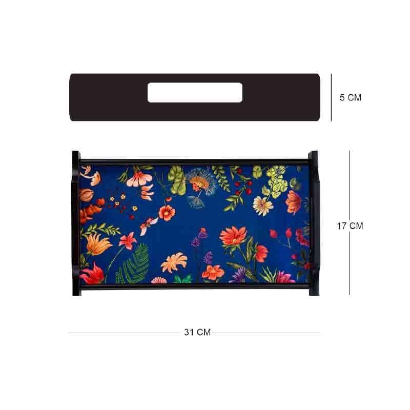 Buy Floral Bliss Blue Wooden Trays Serving Tray from Vaaree