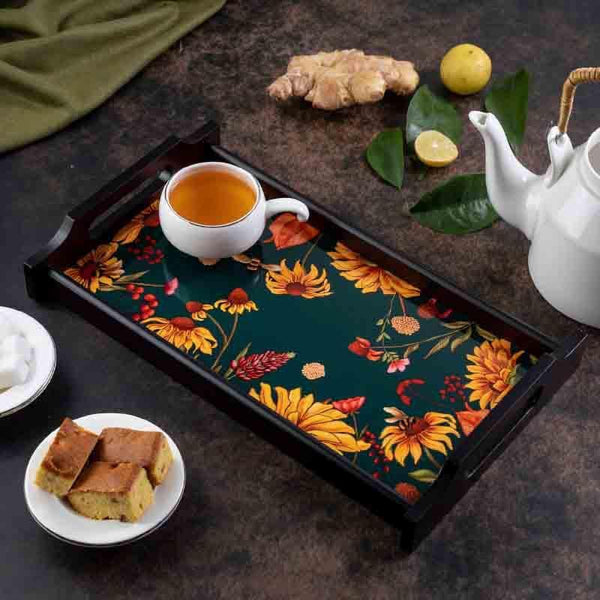 Buy Serving Tray - Floral Bliss Green Wooden Trays at Vaaree online