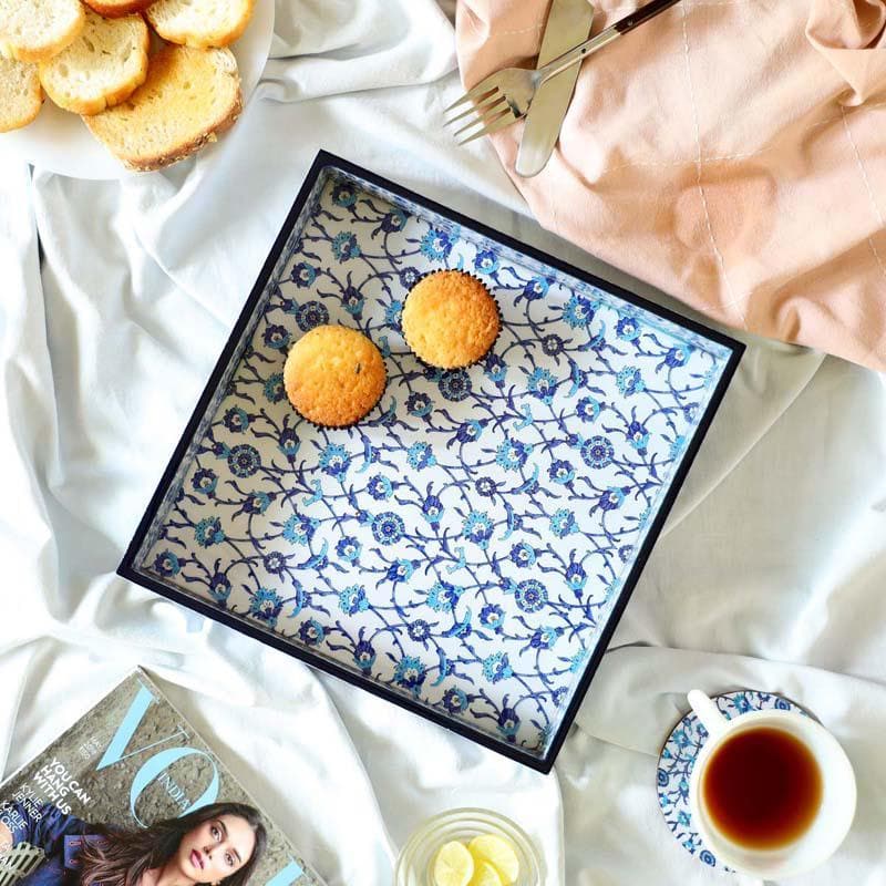 Buy Indigo Florets Serving Tray Serving Tray from Vaaree