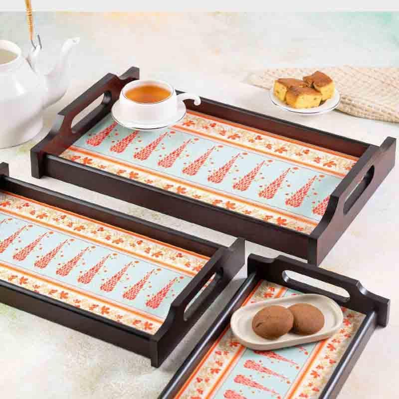 Buy Magnate Mughal Wooden Tray Serving Tray from Vaaree