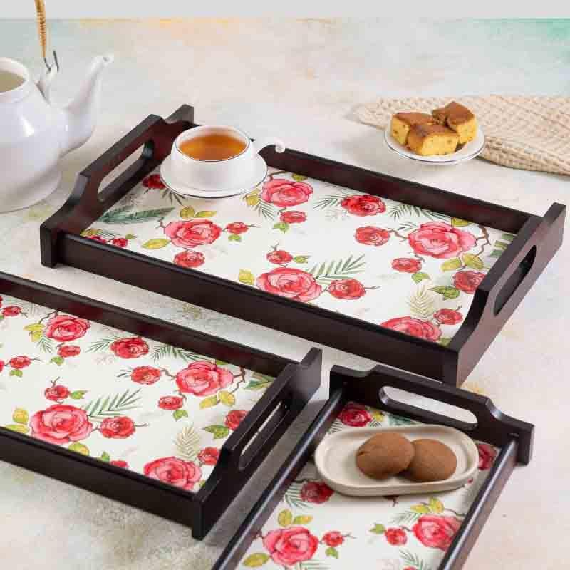 Serving Tray - Misty Morning Roses Wooden Tray