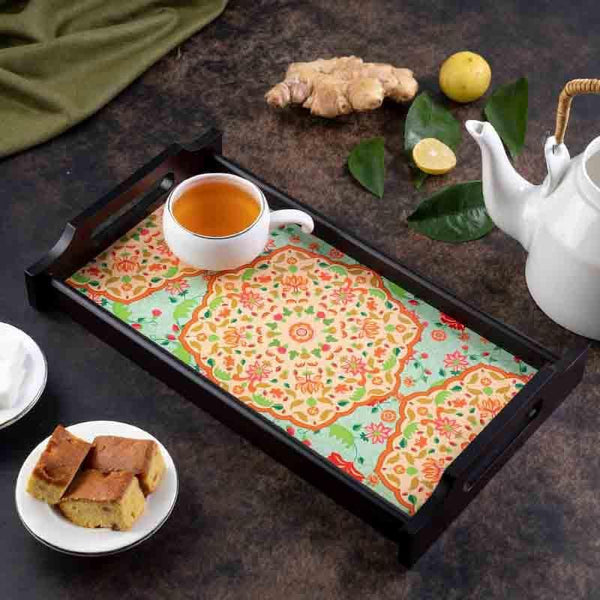 Buy Ornate Mughal Wooden Tray Serving Tray from Vaaree